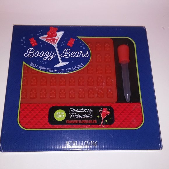 Boozy Bears Gummy Bear Maker Mold and Dropper Just Add Alcohol Strawberry Margar - Picture 1 of 9